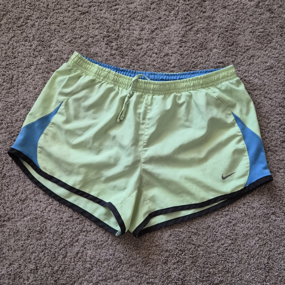 Nike Women’s Running Shorts • Neon Green w/ Blue Panels • Size Small - Picture 1 of 6